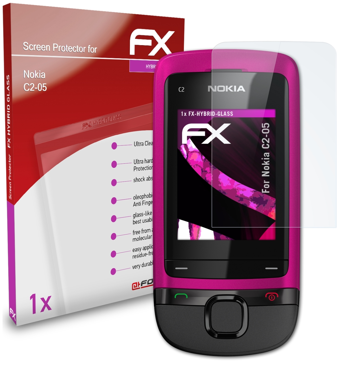 FX-Hybrid-Glass ATFOLIX Nokia C2-05) Schutzglas(für