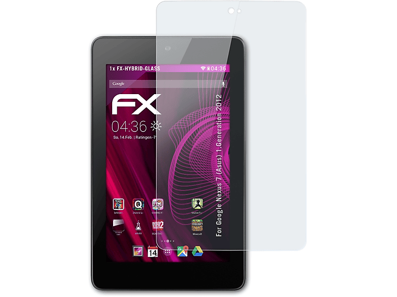 ATFOLIX FX-Hybrid-Glass Schutzglas(für Google Nexus 7 (Asus) (1.Generation 2012)) | Tabletschutzfolien