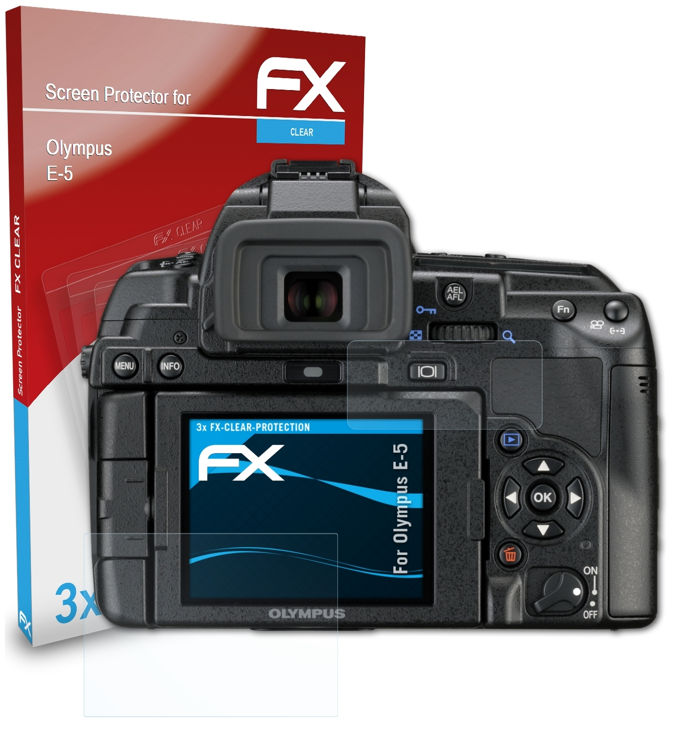 E-5) 3x Displayschutz(für FX-Clear ATFOLIX Olympus