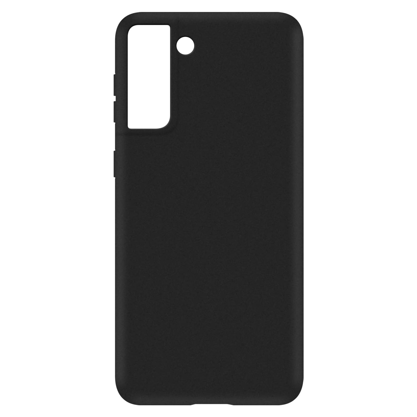 Coque de téléphone noire. La coque a une découpe pour la caméra, les boutons et le haut.