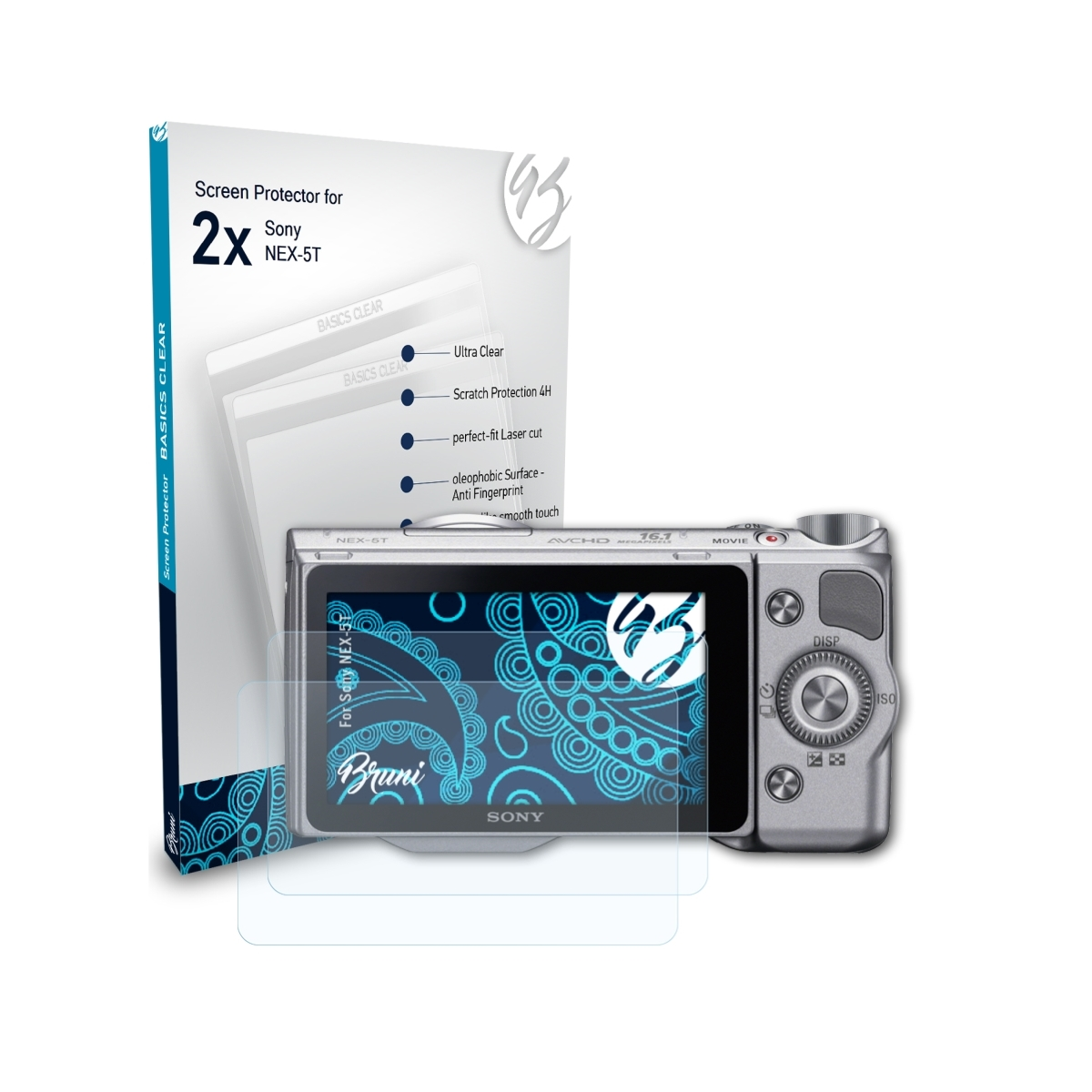 BRUNI 2x Basics-Clear NEX-5T) Sony Schutzfolie(für