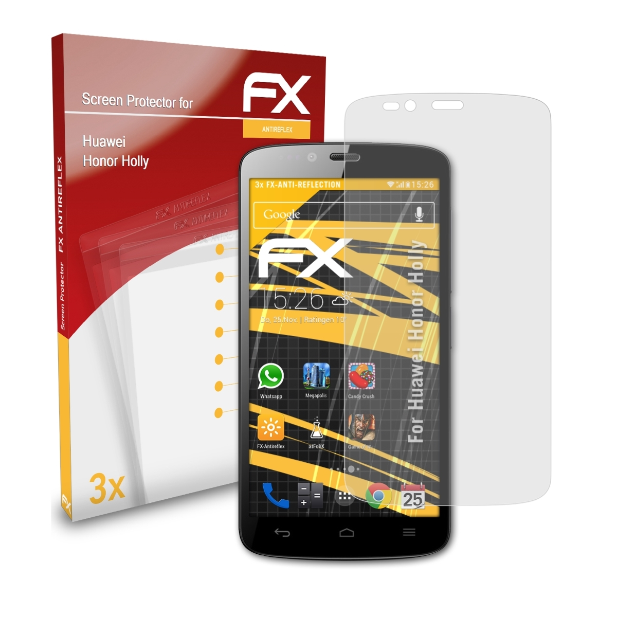 ATFOLIX 3x FX-Antireflex Displayschutz(für Huawei Holly) Honor