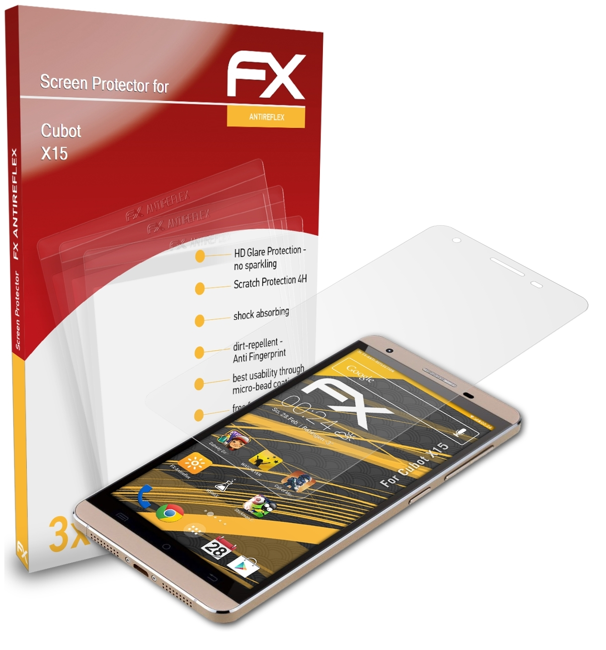 FX-Antireflex 3x Cubot Displayschutz(für X15) ATFOLIX