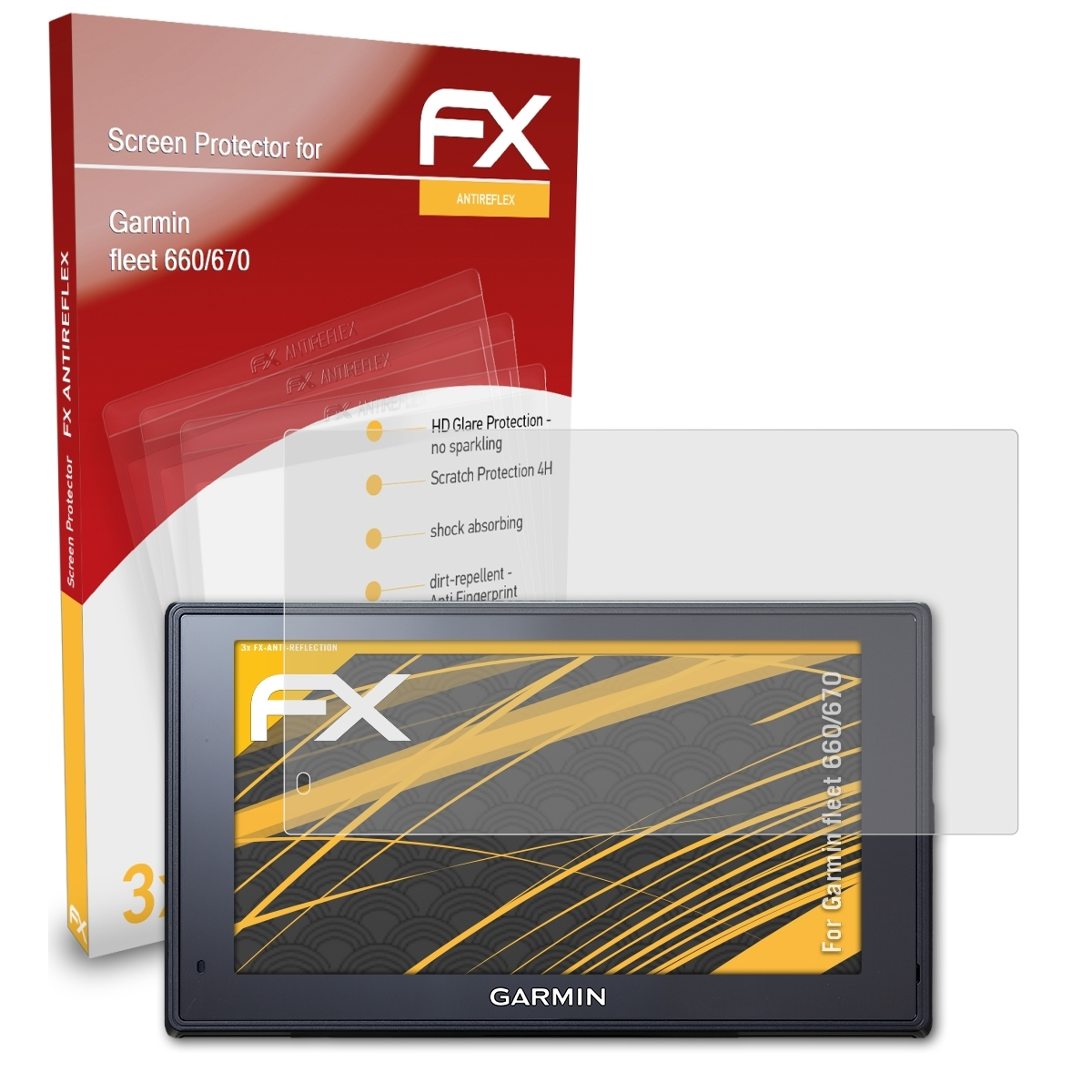 ATFOLIX 3x FX-Antireflex Displayschutz(für fleet Garmin 660/670)