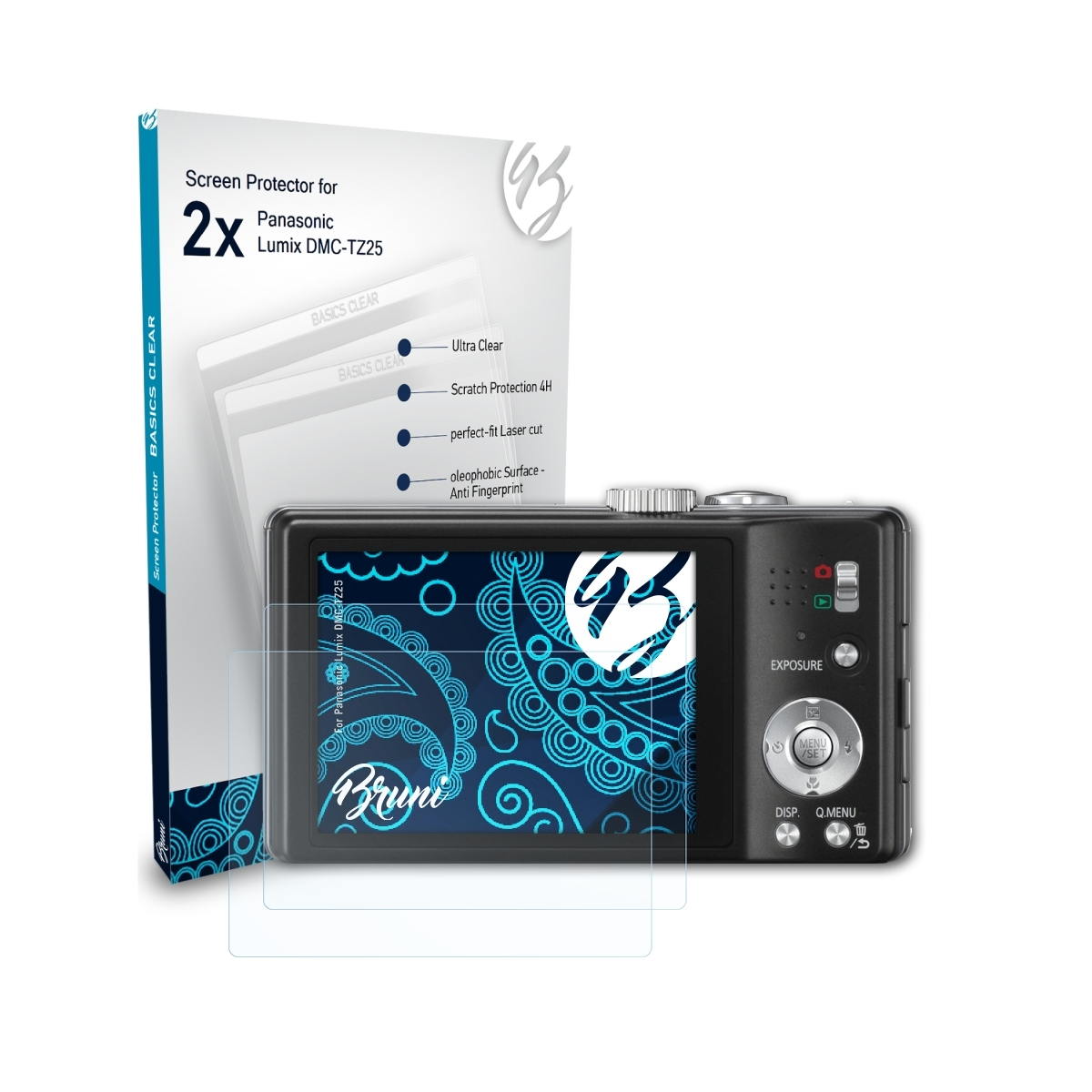 DMC-TZ25) 2x Basics-Clear BRUNI Panasonic Schutzfolie(für Lumix