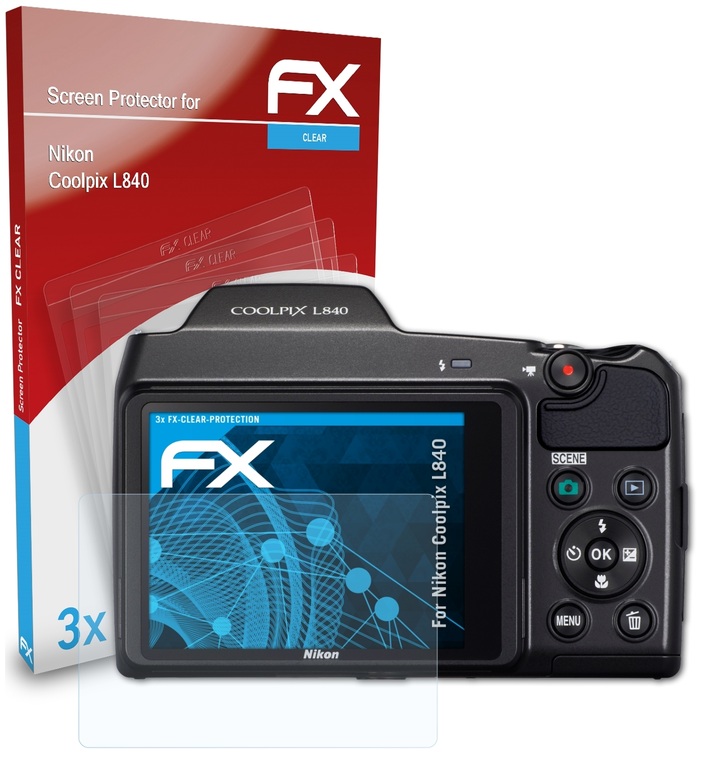 FX-Clear Displayschutz(für Coolpix ATFOLIX L840) Nikon 3x