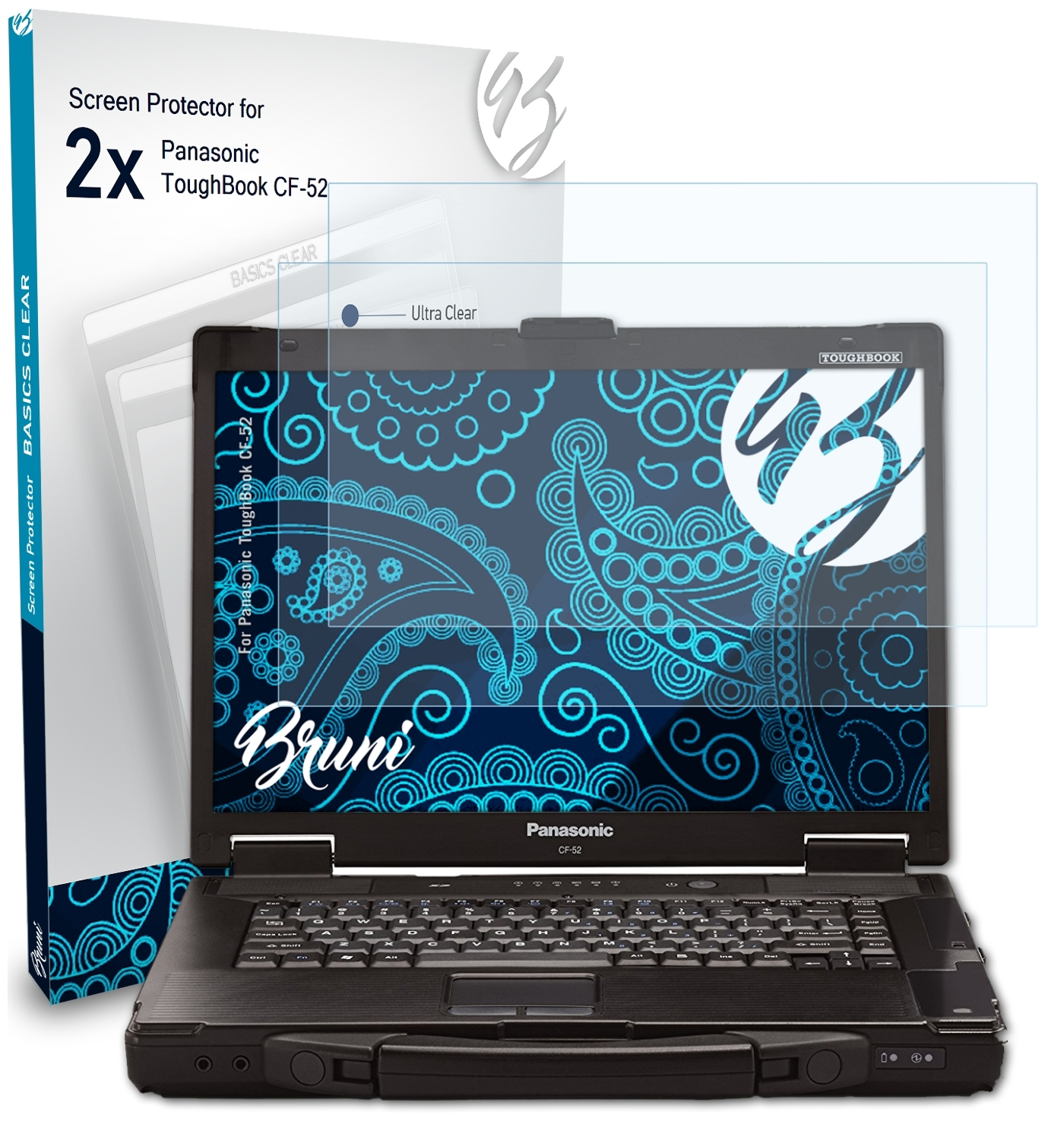BRUNI 2x Schutzfolie(für CF-52) Panasonic Basics-Clear ToughBook