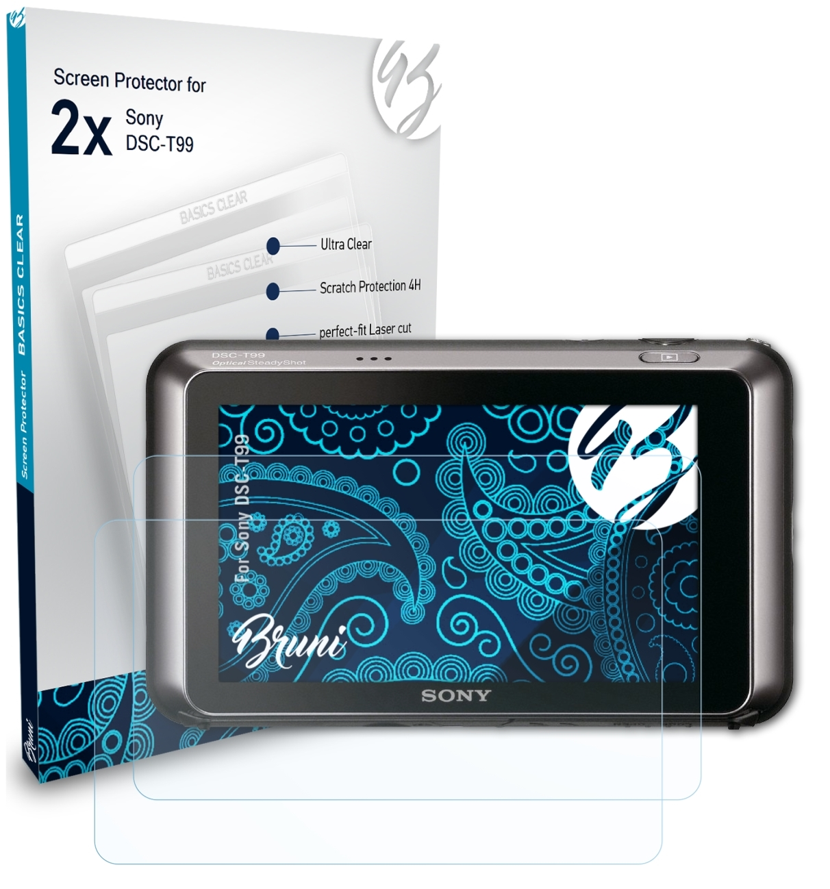 BRUNI 2x Basics-Clear Schutzfolie(für Sony DSC-T99)