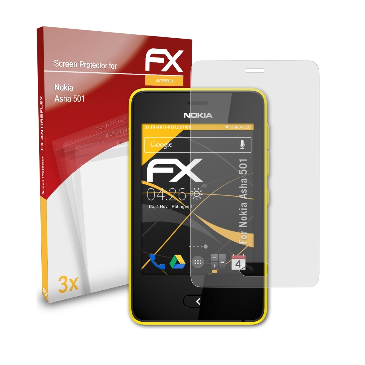 ATFOLIX 3x FX-Antireflex Nokia Asha 501) Displayschutz(für