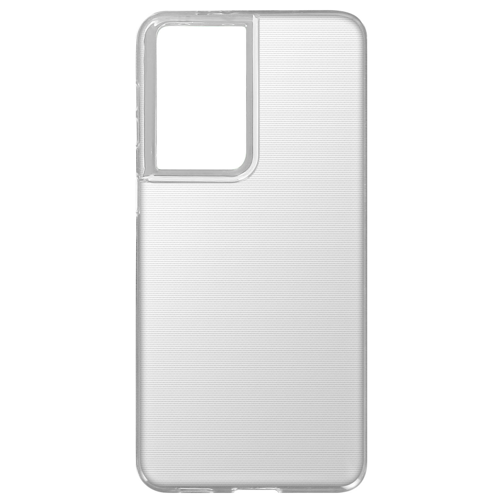 Coque de téléphone transparente. La coque a une découpe pour l'appareil photo.