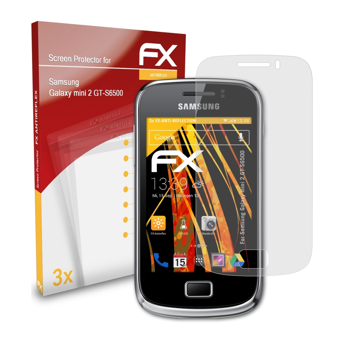 mini (GT-S6500)) ATFOLIX 3x 2 Samsung FX-Antireflex Displayschutz(für Galaxy