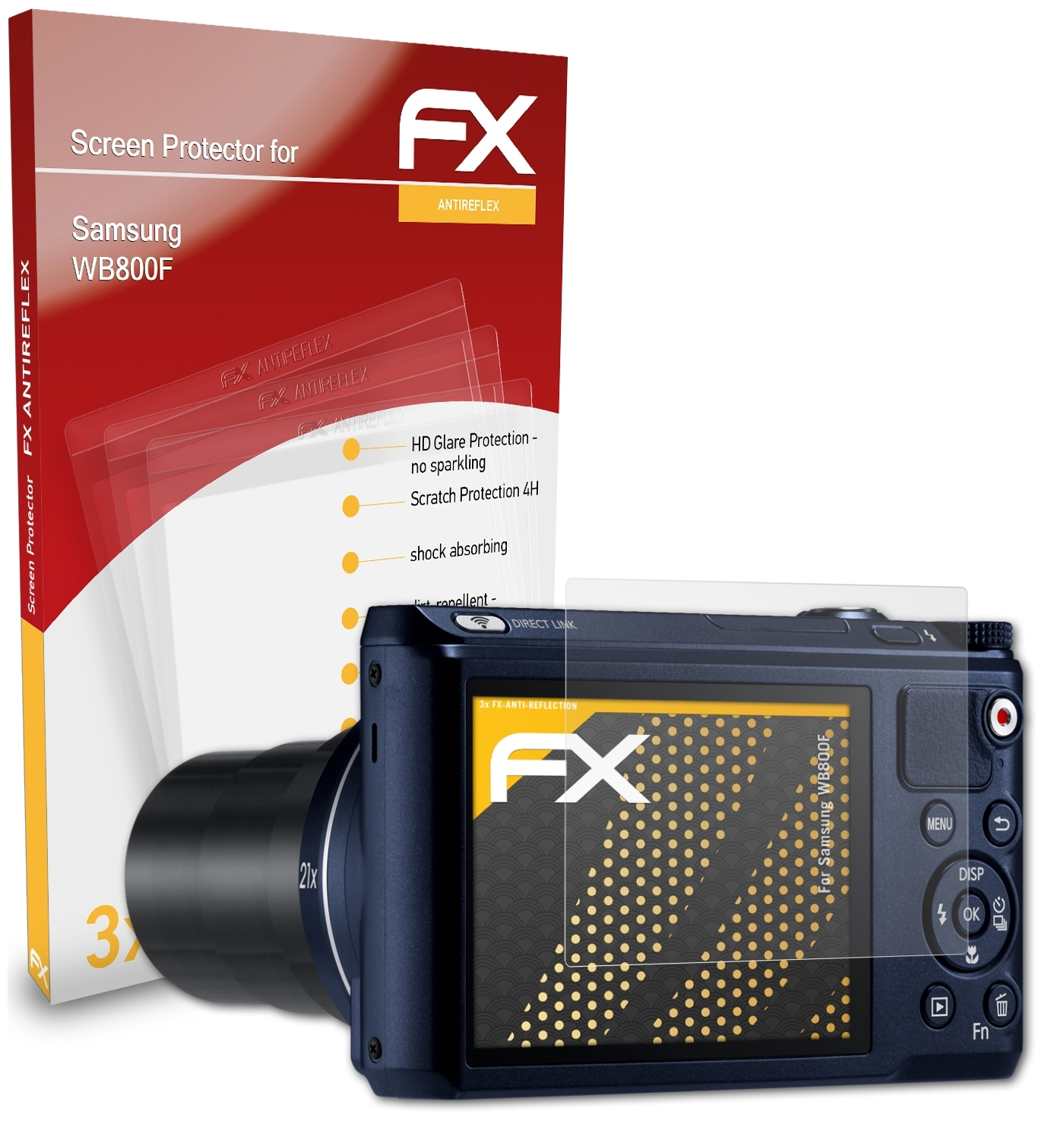 Samsung ATFOLIX 3x WB800F) Displayschutz(für FX-Antireflex