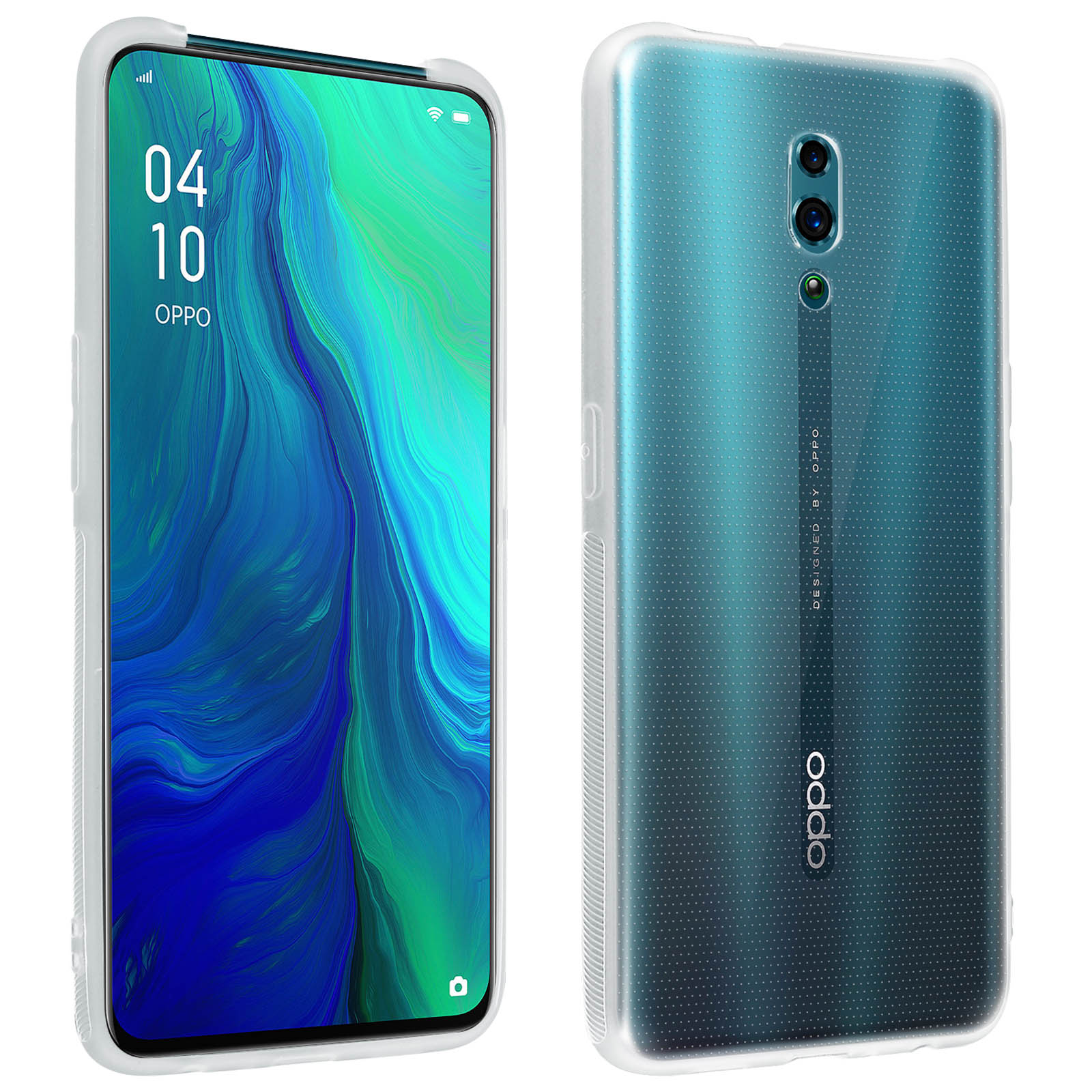 Ein Telefon in einer transparenten Hülle. Das Telefon zeigt Uhrzeit und einige Symbole an.