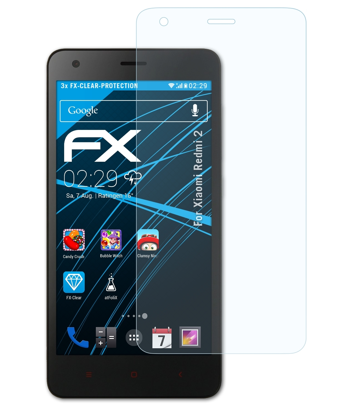Xiaomi Displayschutz(für ATFOLIX FX-Clear 2) Redmi 3x
