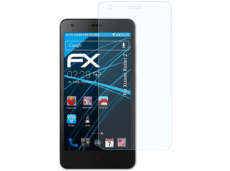 ATFOLIX 3x FX-Clear Displayschutz(für Xiaomi Redmi 2)