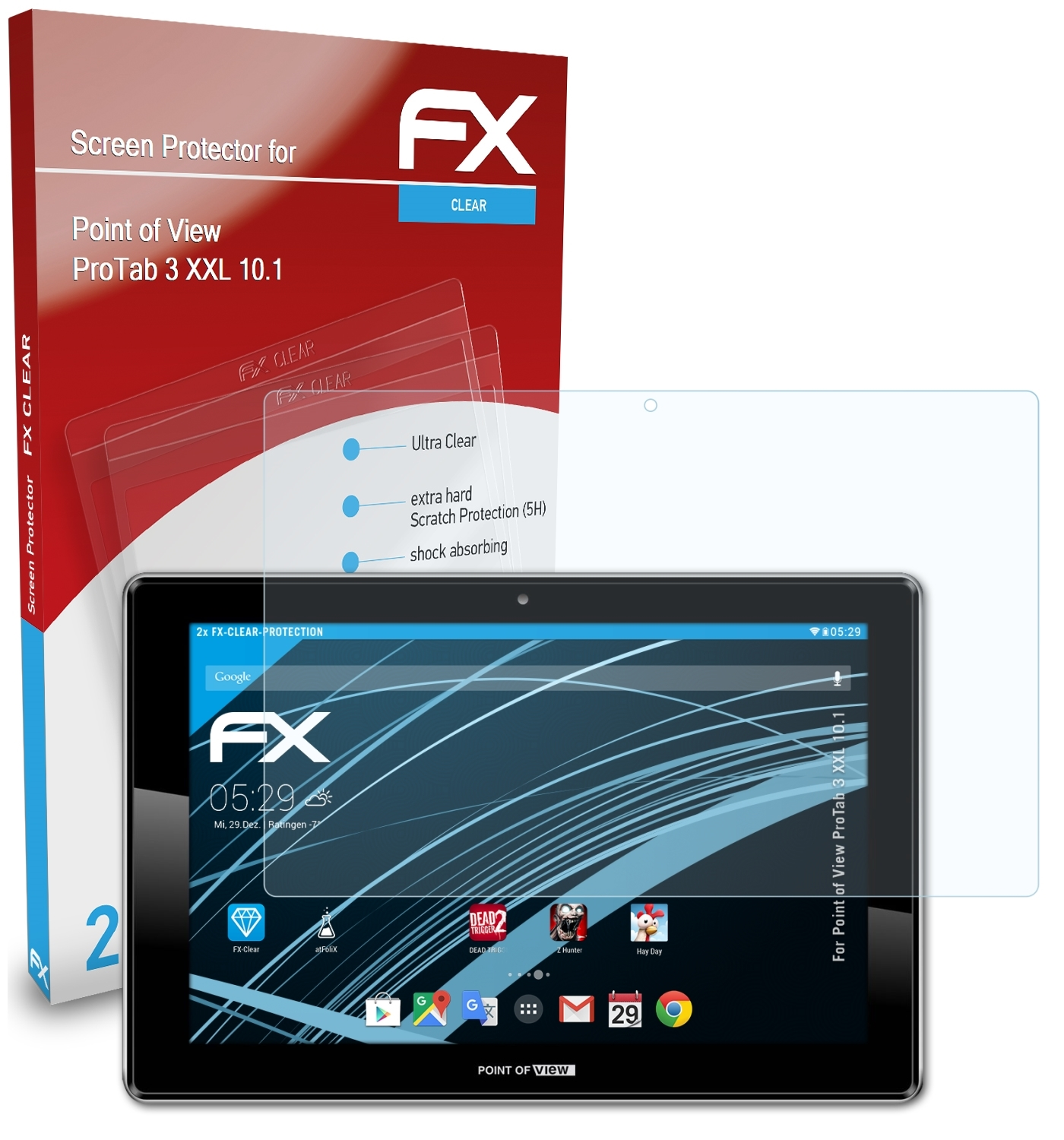 ATFOLIX 2x Point View of 10.1) ProTab Displayschutz(für XXL 3 FX-Clear