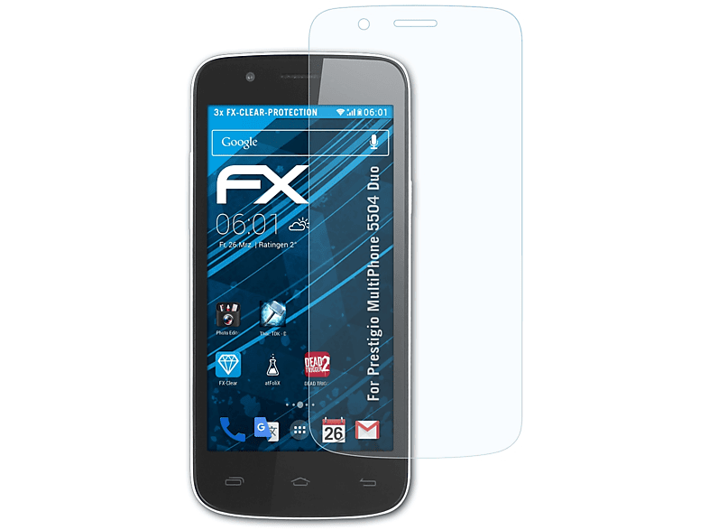 Prestigio MultiPhone FX-Clear 5504 3x ATFOLIX Duo) Displayschutz(für