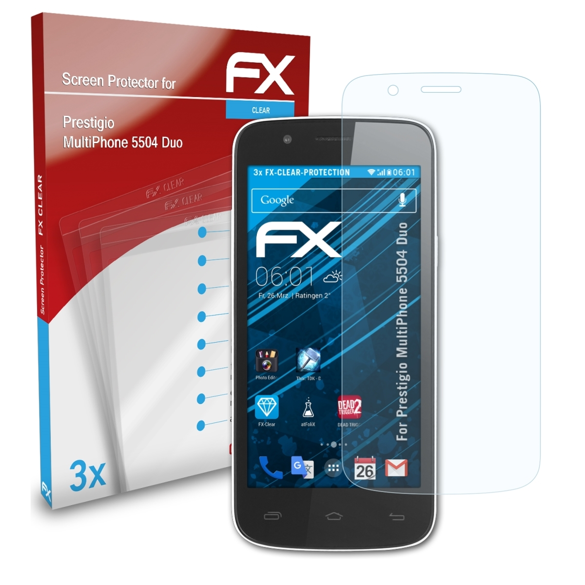 FX-Clear MultiPhone Displayschutz(für 5504 Duo) ATFOLIX 3x Prestigio