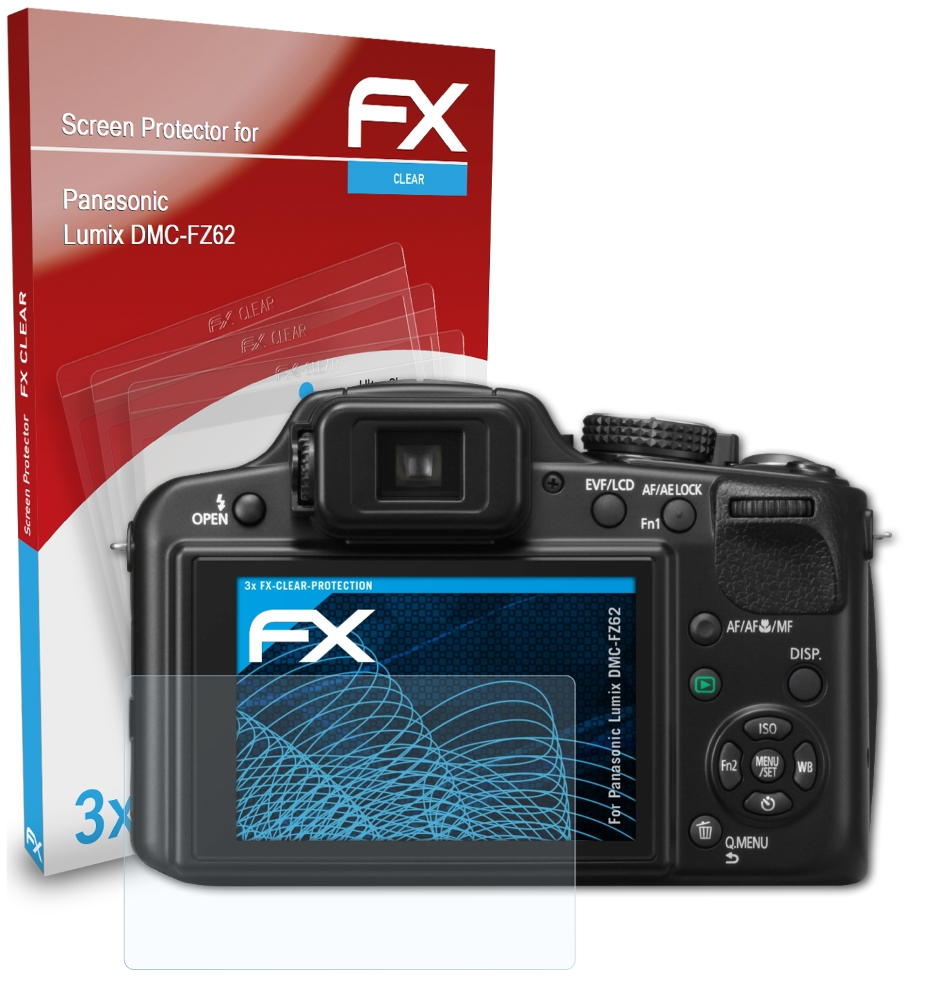 ATFOLIX 3x FX-Clear Displayschutz(für Lumix DMC-FZ62) Panasonic