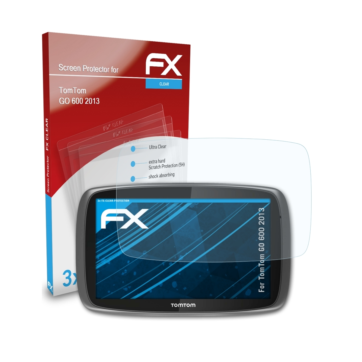 ATFOLIX 3x Displayschutz(für FX-Clear TomTom (2013)) 600 GO