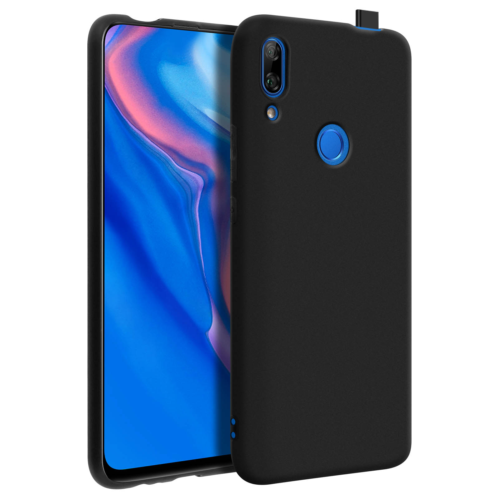 Un telefono nero in una custodia nera. La custodia copre la parte posteriore e i lati del telefono.