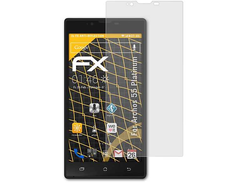 ATFOLIX 3x FX-Antireflex 55 Archos Displayschutz(für Platinum)