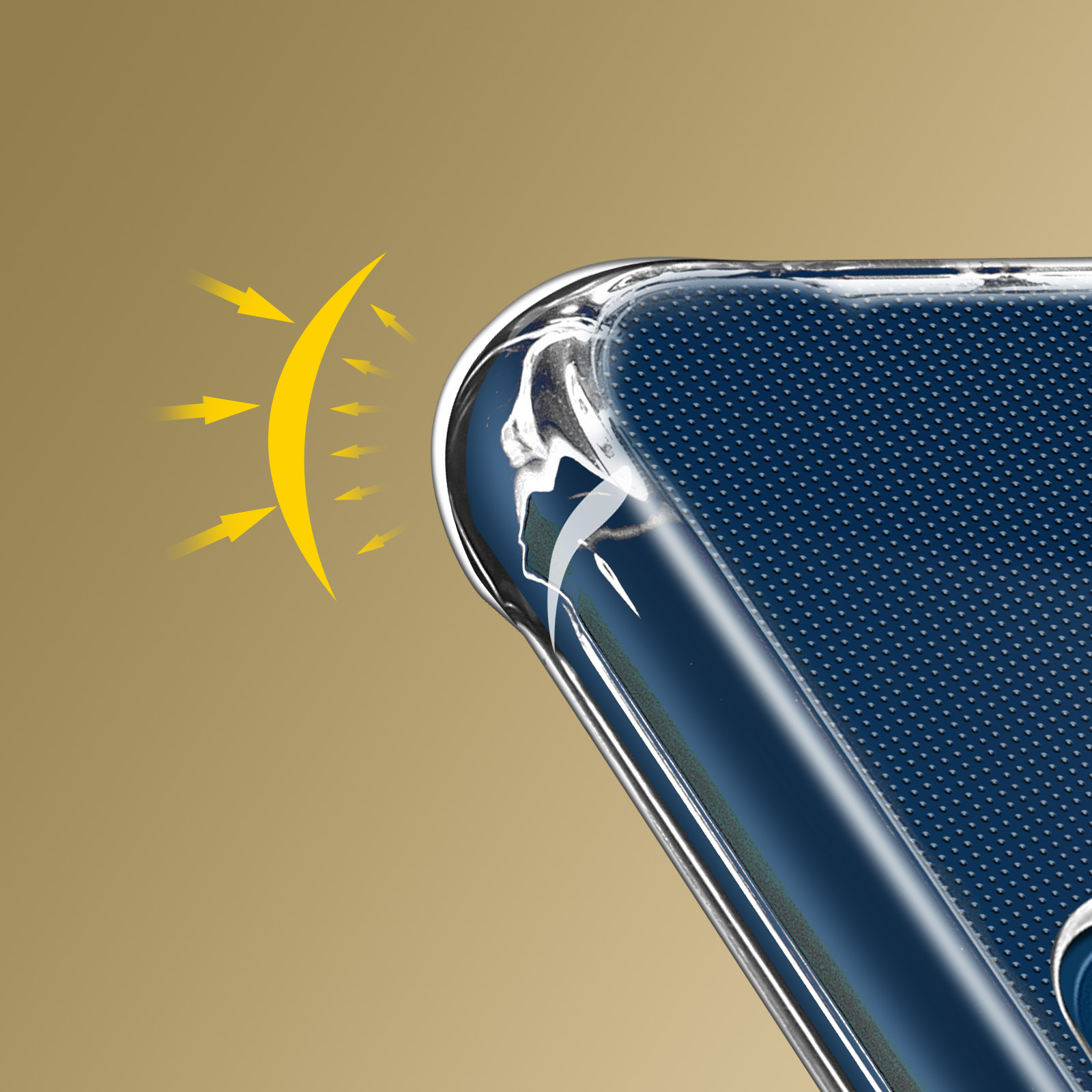 Una custodia per telefono con un motivo blu e raggi di luce.