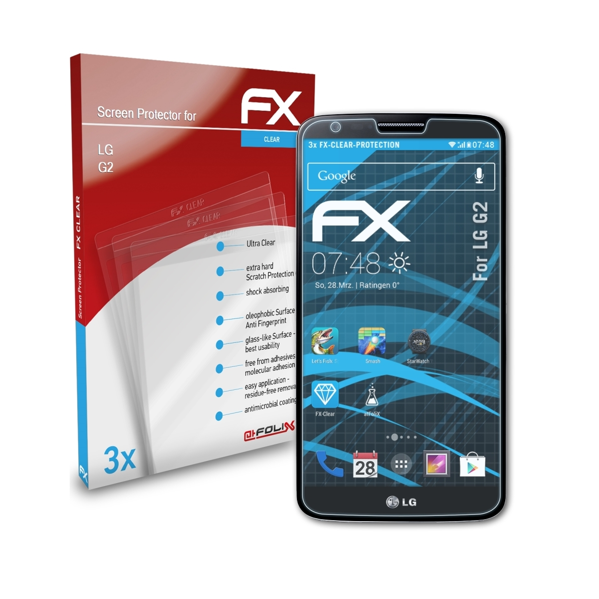 ATFOLIX 3x Displayschutz(für FX-Clear LG G2)