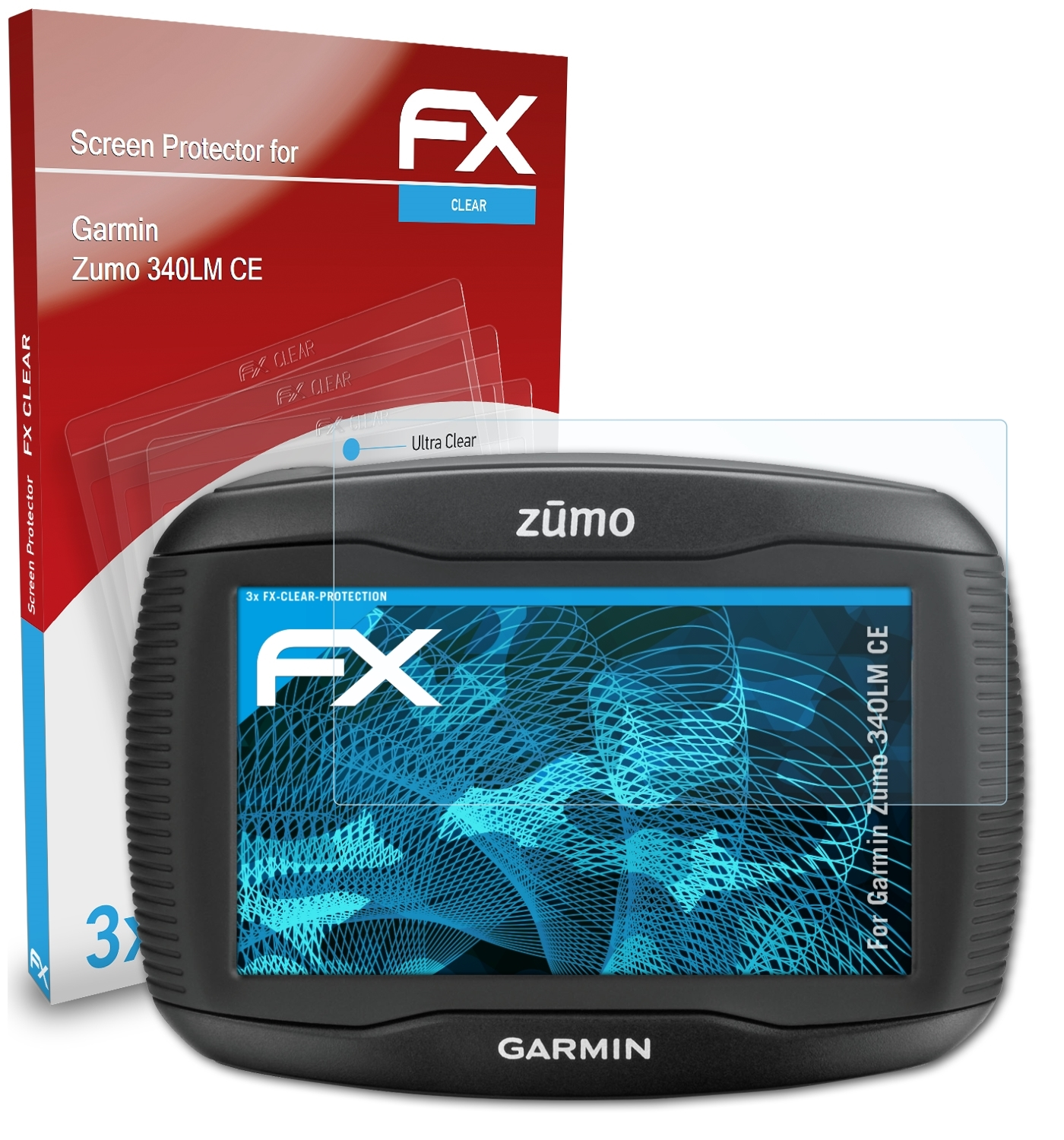 ATFOLIX 3x FX-Clear Displayschutz(für Garmin 340LM CE) Zumo