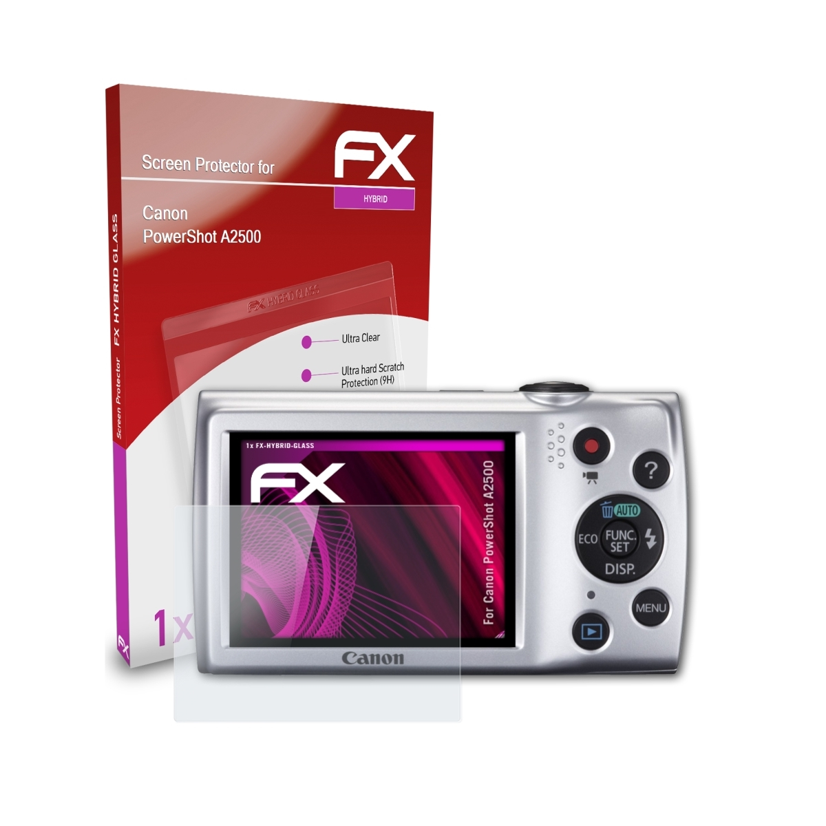 ATFOLIX FX-Hybrid-Glass PowerShot Schutzglas(für A2500) Canon