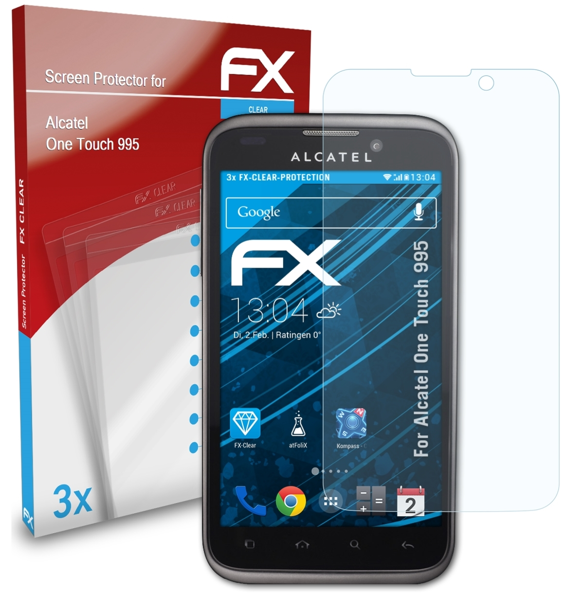 Touch Displayschutz(für One Alcatel 3x ATFOLIX FX-Clear 995)