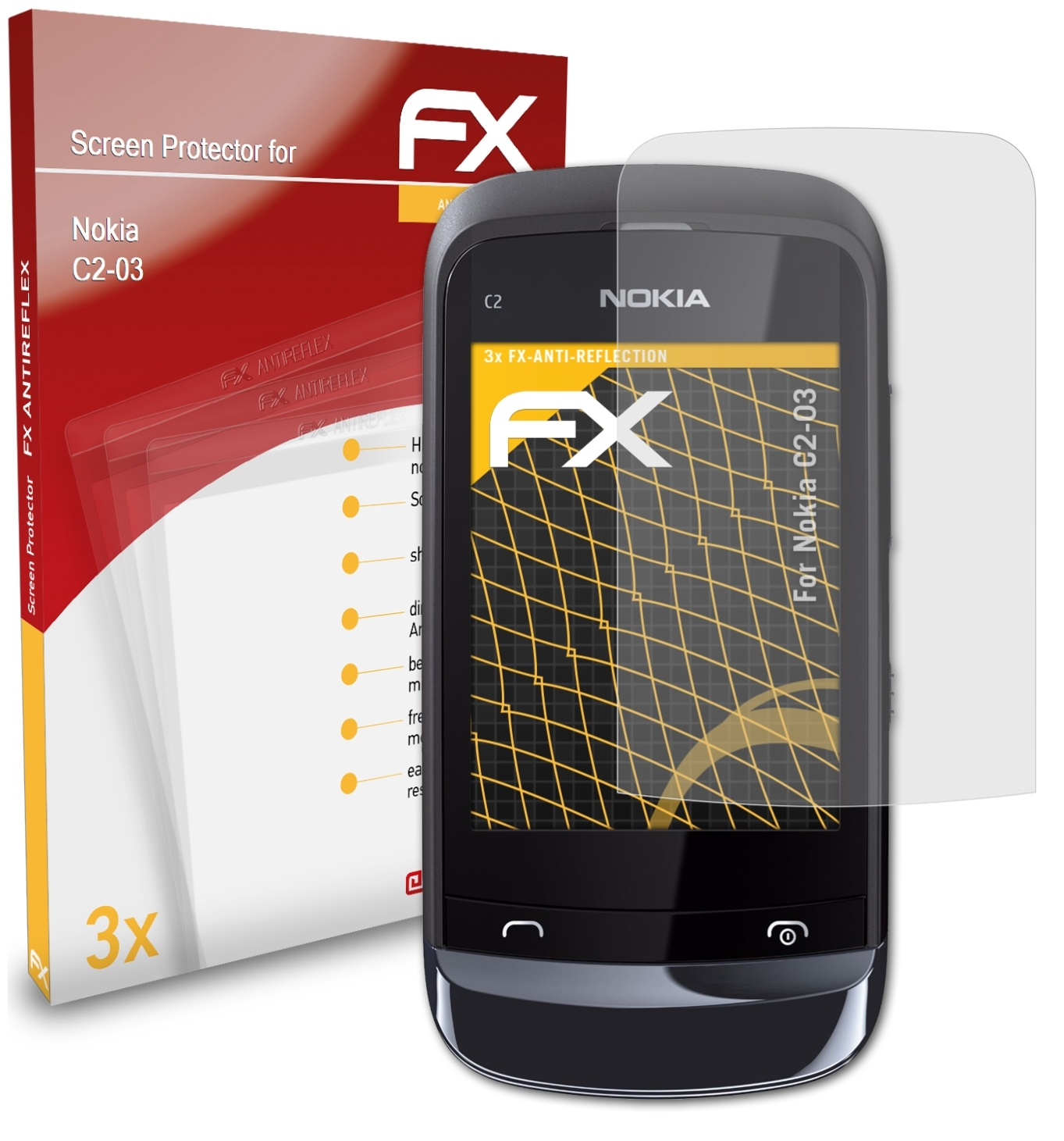 ATFOLIX 3x Nokia FX-Antireflex C2-03) Displayschutz(für