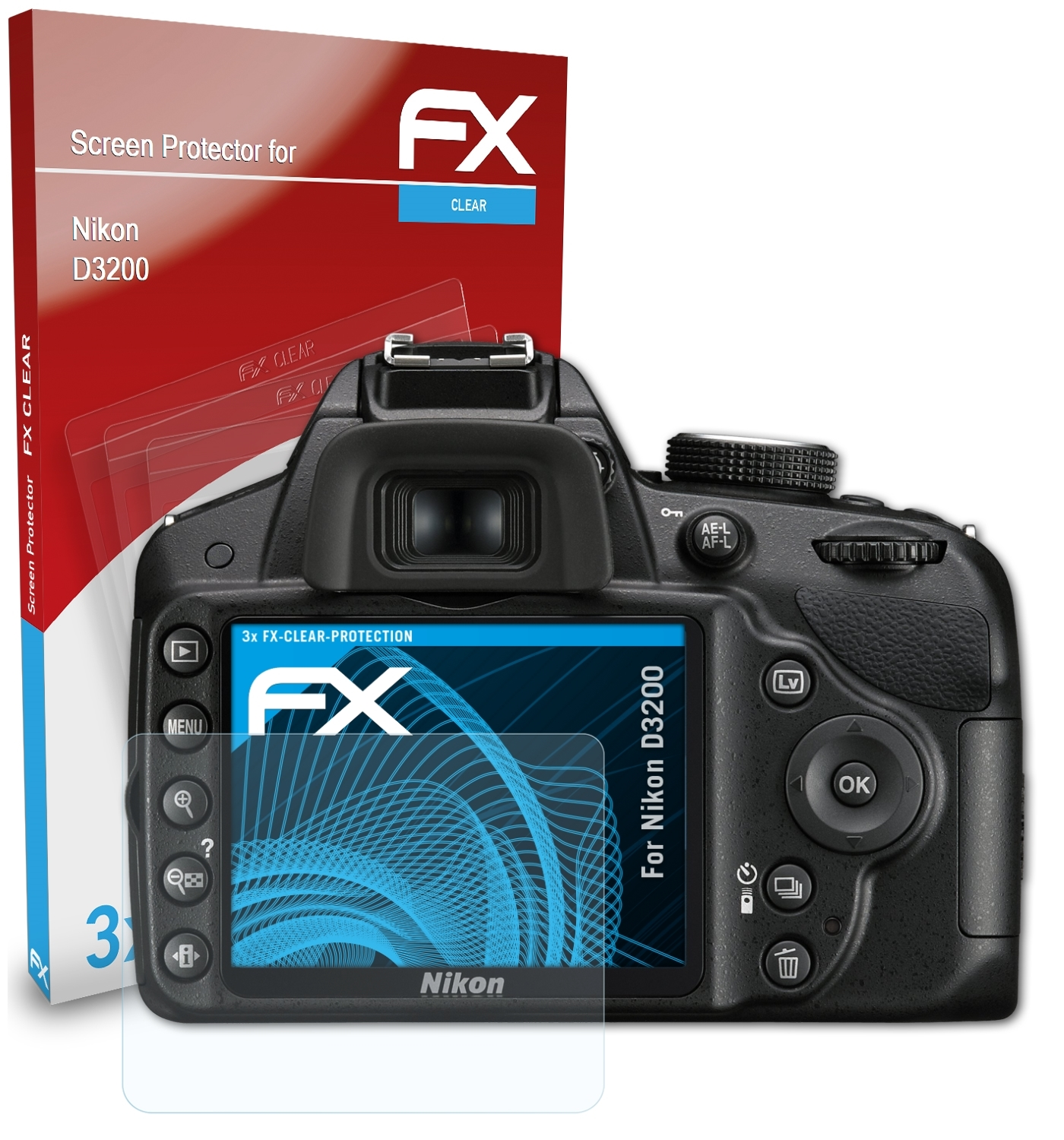 ATFOLIX 3x FX-Clear D3200) Displayschutz(für Nikon