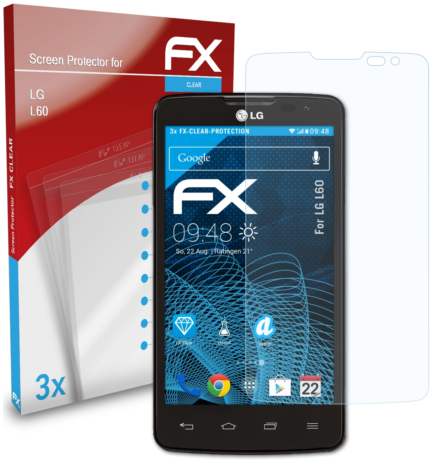 ATFOLIX 3x Displayschutz(für LG L60) FX-Clear