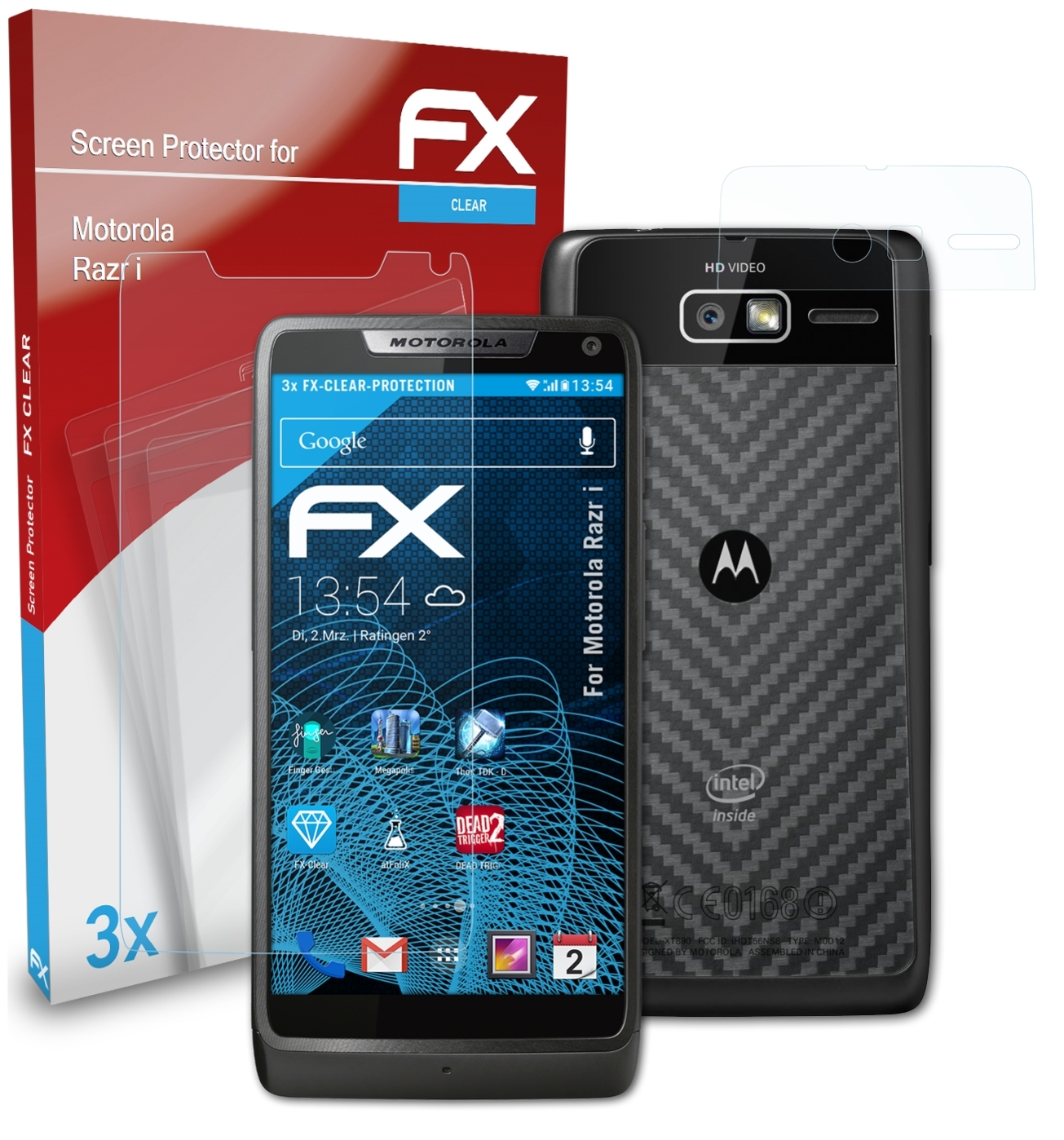 ATFOLIX 3x FX-Clear Displayschutz(für Motorola Razr i)