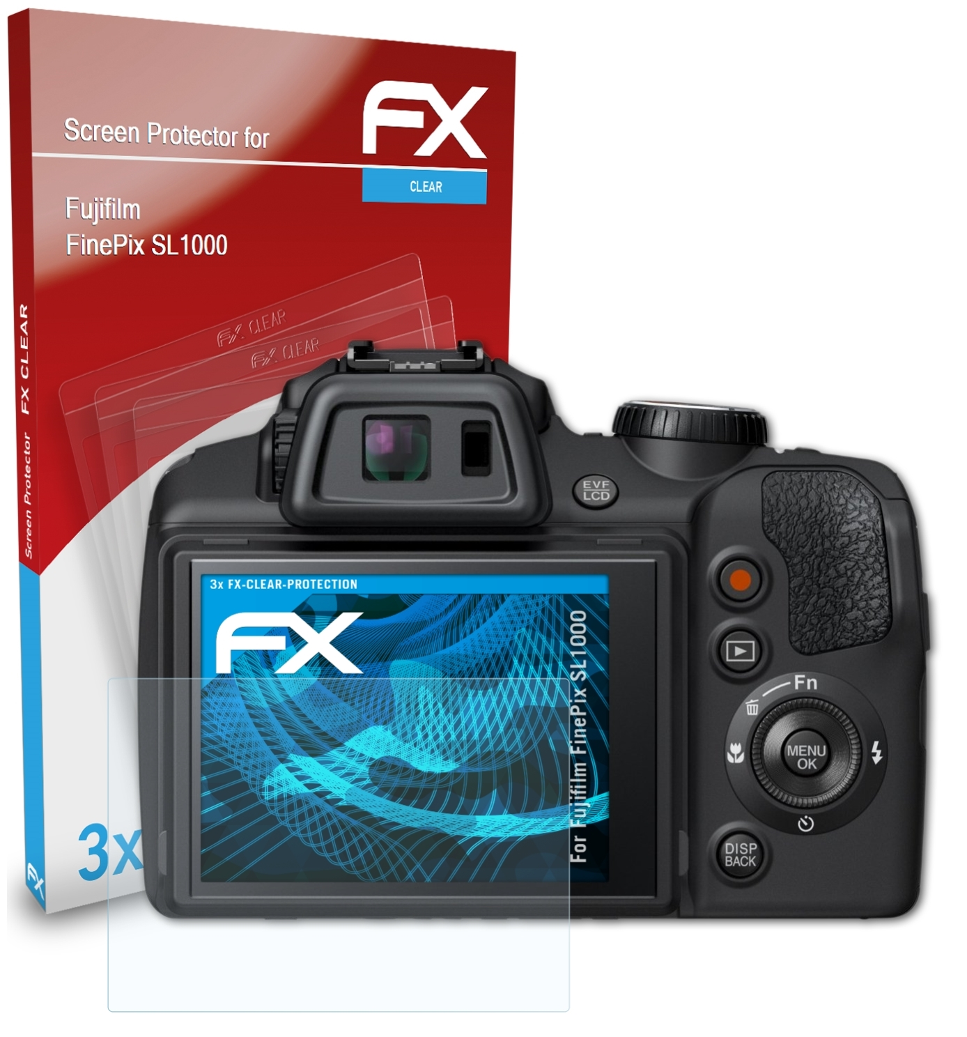 3x SL1000) FinePix Displayschutz(für ATFOLIX FX-Clear Fujifilm