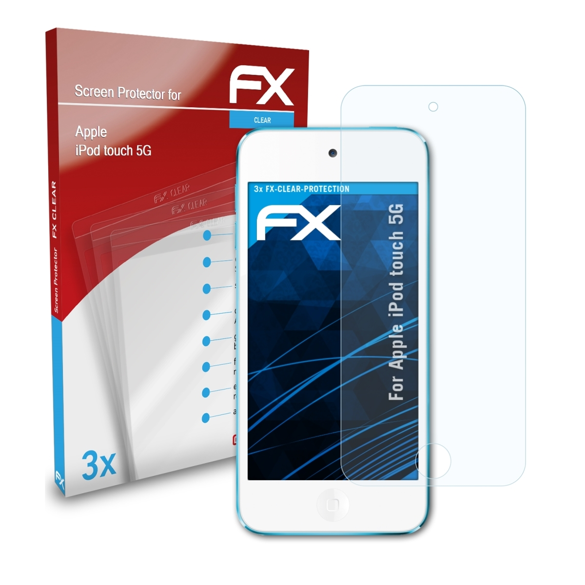 ATFOLIX 3x FX-Clear Displayschutz(für Apple 5G) touch iPod