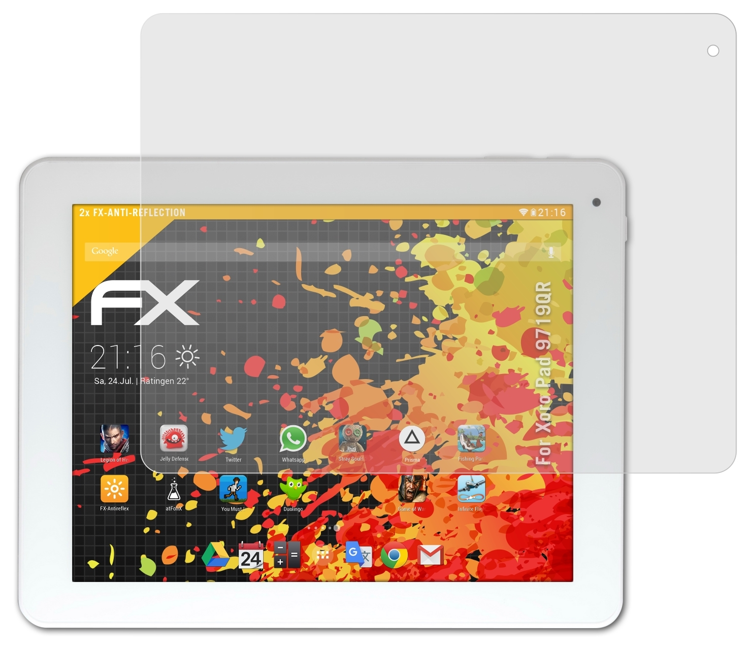 ATFOLIX 2x FX-Antireflex Displayschutz(für Xoro Pad 9719QR)