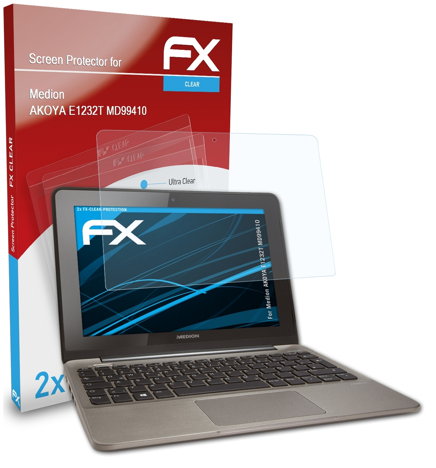 ATFOLIX 2x AKOYA Medion Displayschutz(für E1232T FX-Clear (MD99410))