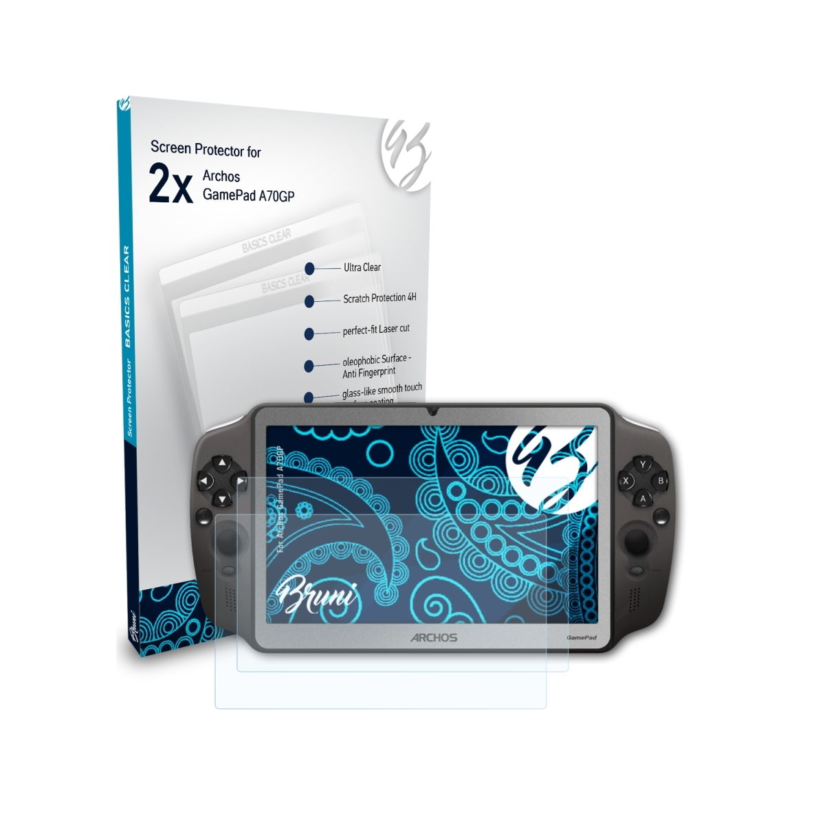 BRUNI 2x Basics-Clear Schutzfolie(für Archos GamePad (A70GP))