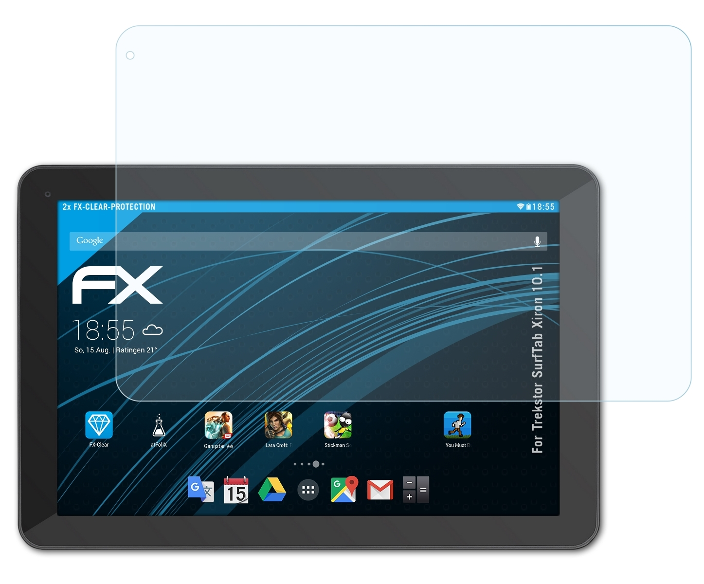 ATFOLIX 2x FX-Clear 10.1) SurfTab Trekstor Xiron Displayschutz(für