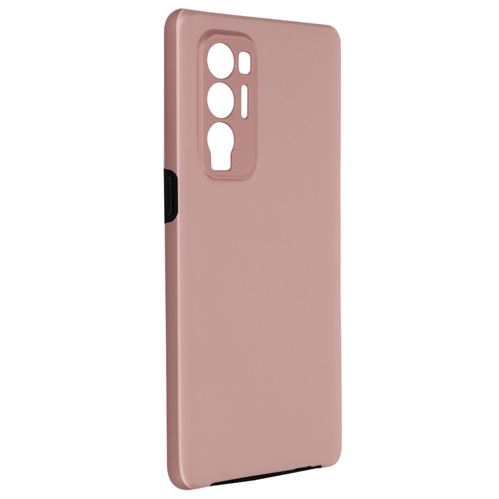 Een roze telefoonhoesje met een camera-uitsparing.