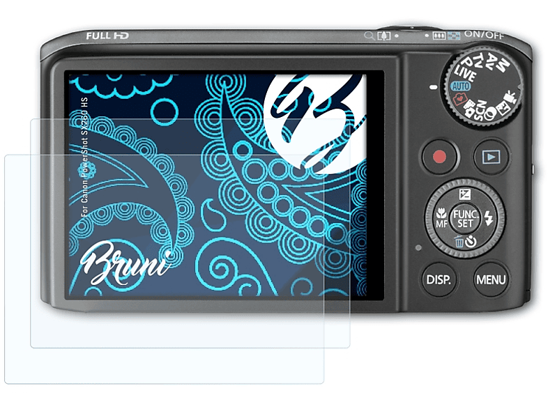 BRUNI 2x Basics-Clear Schutzfolie(für Canon PowerShot SX260 HS)
