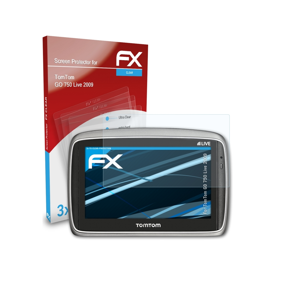 ATFOLIX GO Displayschutz(für TomTom Live 3x (2009)) FX-Clear 750