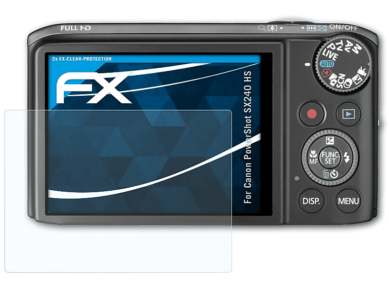 ATFOLIX 3x FX-Clear Displayschutz(für HS) PowerShot Canon SX240