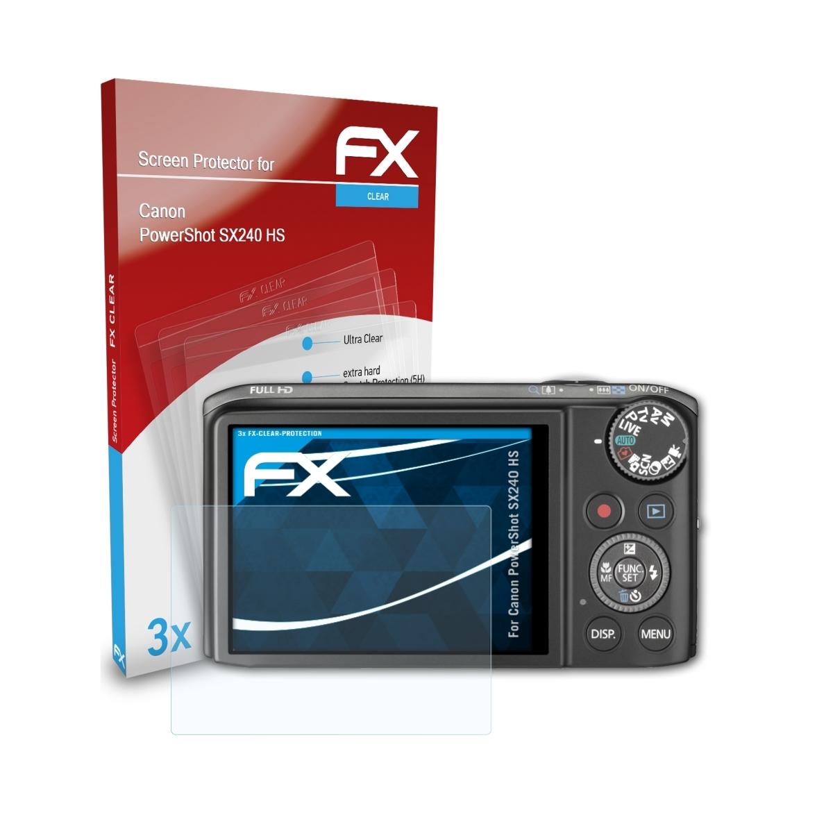 ATFOLIX 3x FX-Clear HS) SX240 PowerShot Canon Displayschutz(für