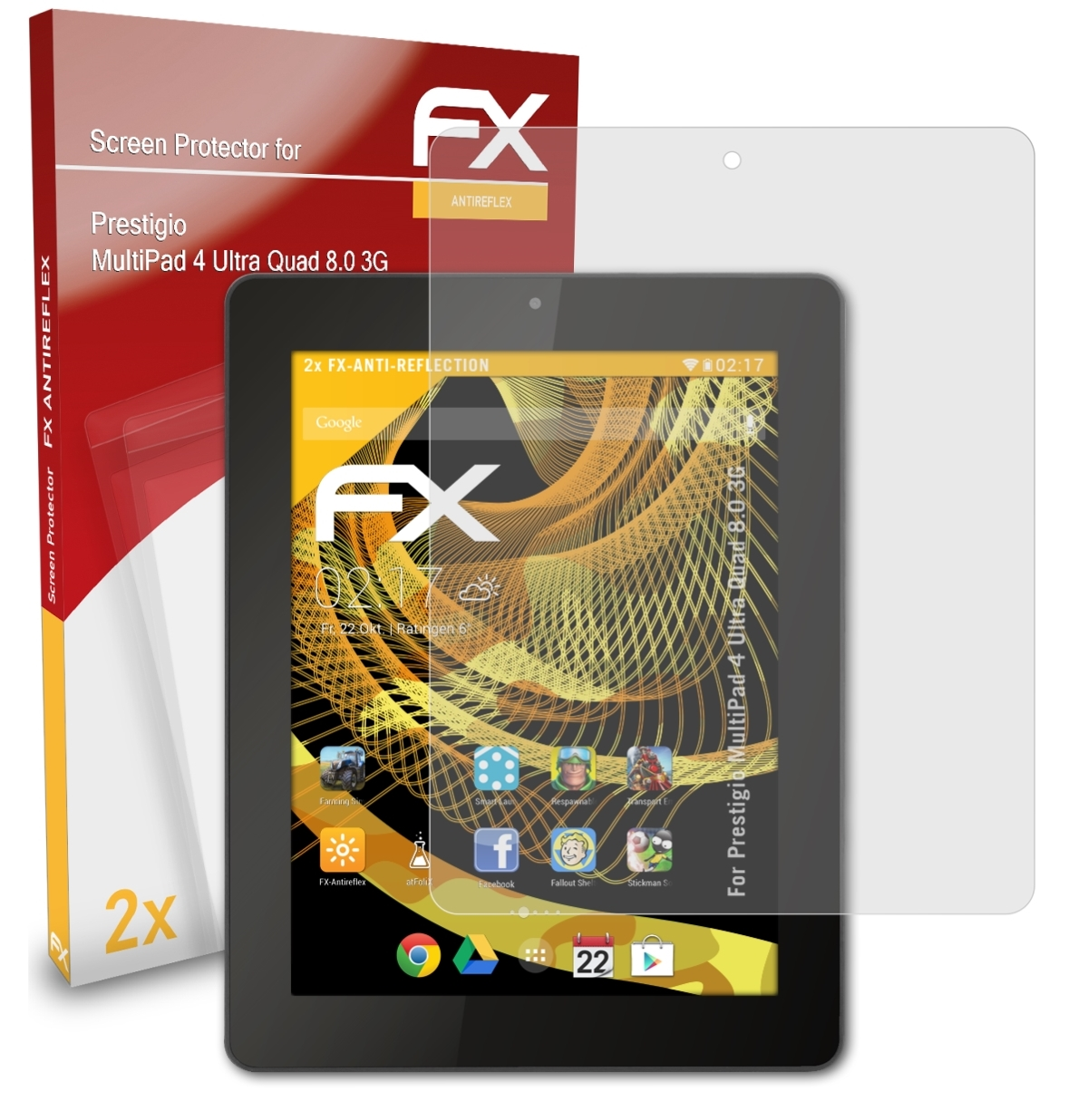 ATFOLIX 2x 3G) MultiPad Quad FX-Antireflex Ultra 8.0 4 Displayschutz(für Prestigio