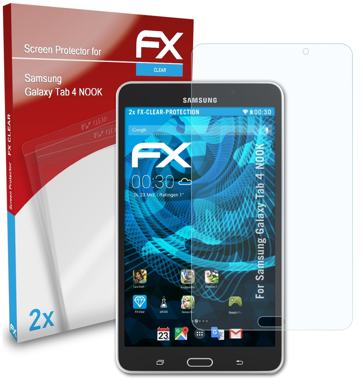 Displayschutz(für NOOK) 2x Galaxy FX-Clear Tab 4 Samsung ATFOLIX