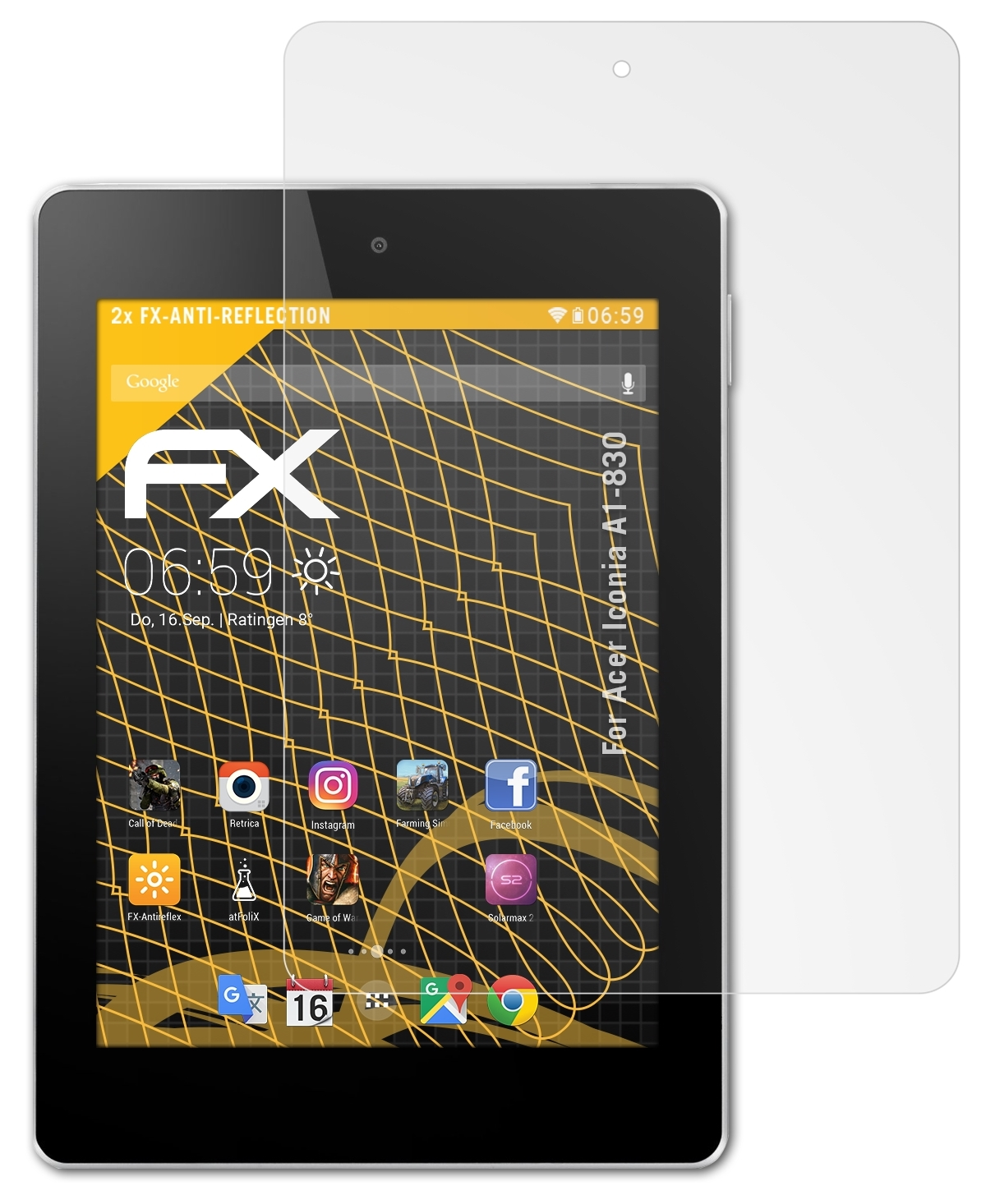 2x Acer A1-830) Displayschutz(für FX-Antireflex ATFOLIX Iconia