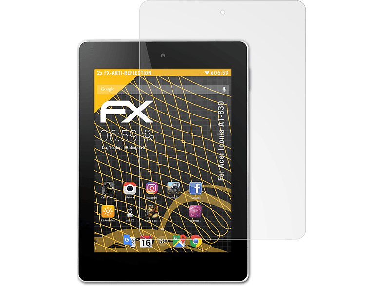 2x Acer A1-830) Displayschutz(für FX-Antireflex ATFOLIX Iconia